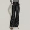 Ta Tu Petite High-Waist Elegant PU Leather Wide-Leg Pants