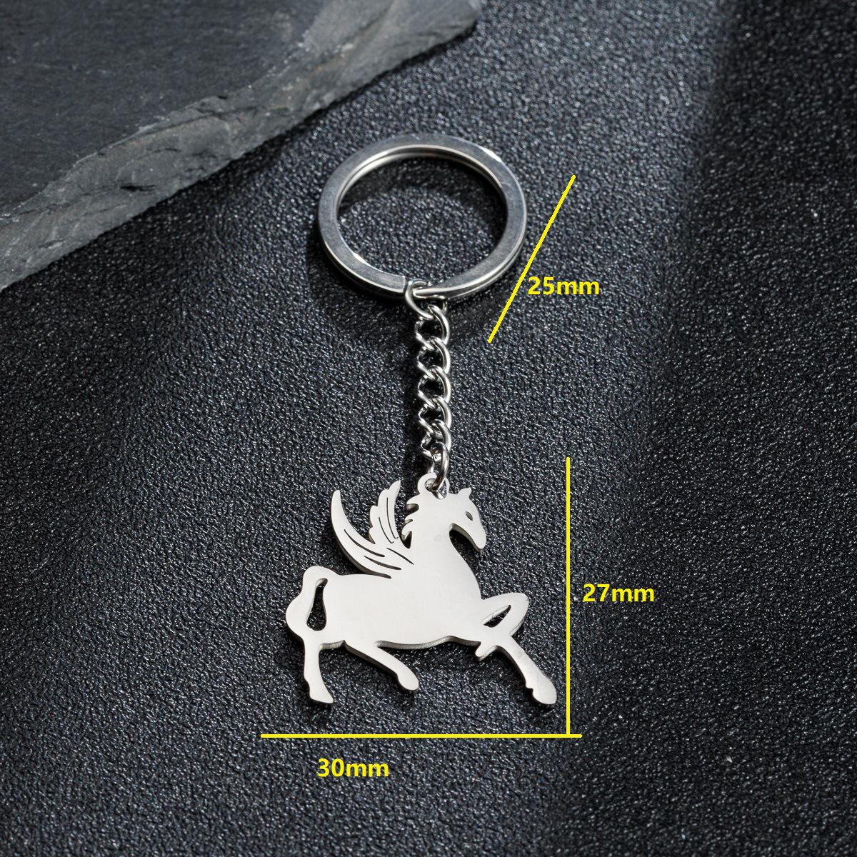 Stainless Steel Winged Pegasus Pendant Keychain