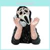 Halloween Resin Decor With Glowing Pink Scream Face For Home Or Party Decorations