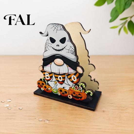 Square Napkin Organizer Halloween Wooden Holder, Ghost Pumpkin Decorative Tabletop Tissue Dispenser, Holder Paper Storage for Holiday Dinner