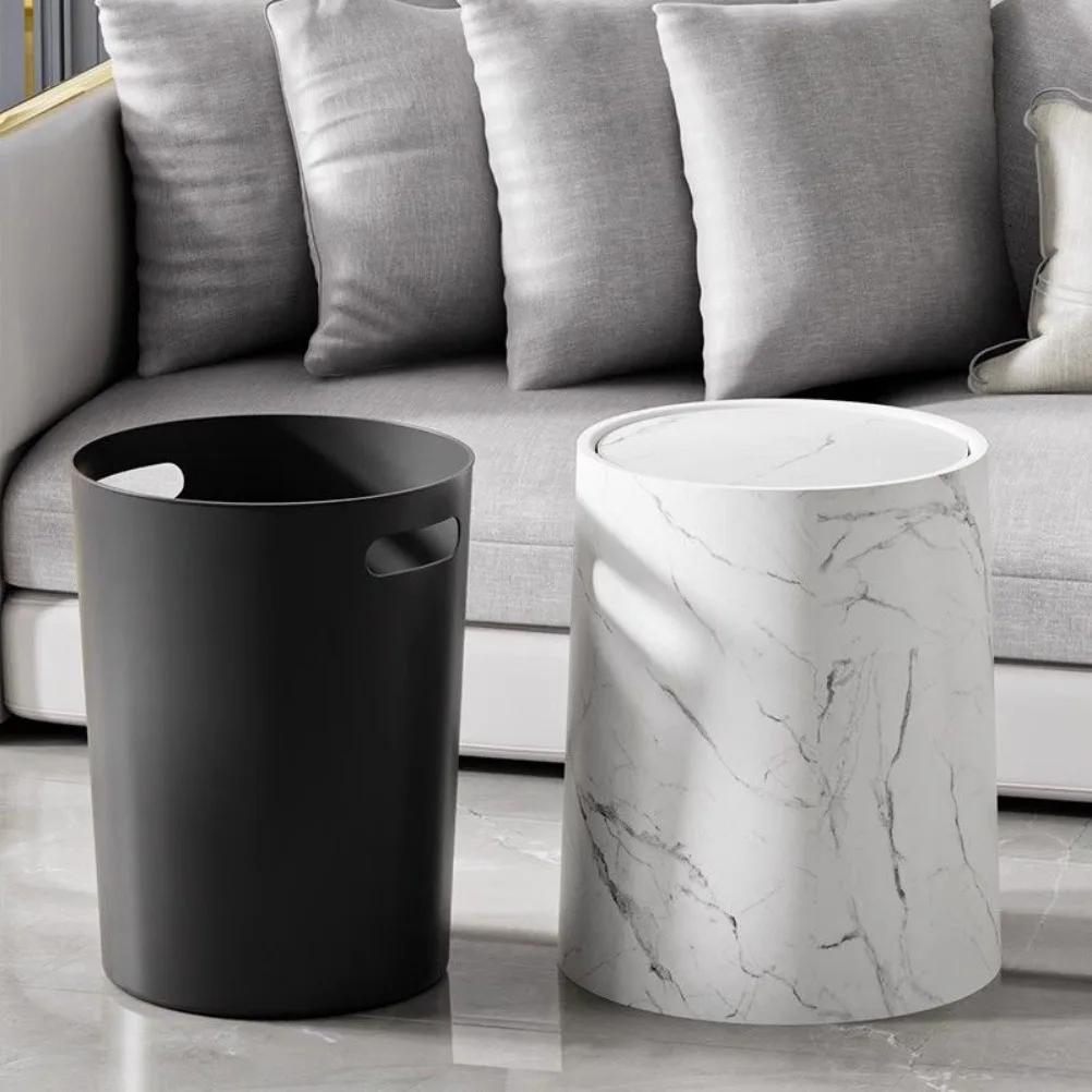 Pattumiera con Texture Marmo Nordico, Tipo Coperchio a Rotolamento, per Camera da Letto, Toilette, Pattumiera Antiodore, Accessori Bagno