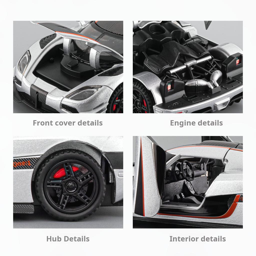 1:32 Koenigsegg One:1 Simulation Alloy Car Model Super Car Light & Sound Toy Car Collectible Decoration & Gift for Boys