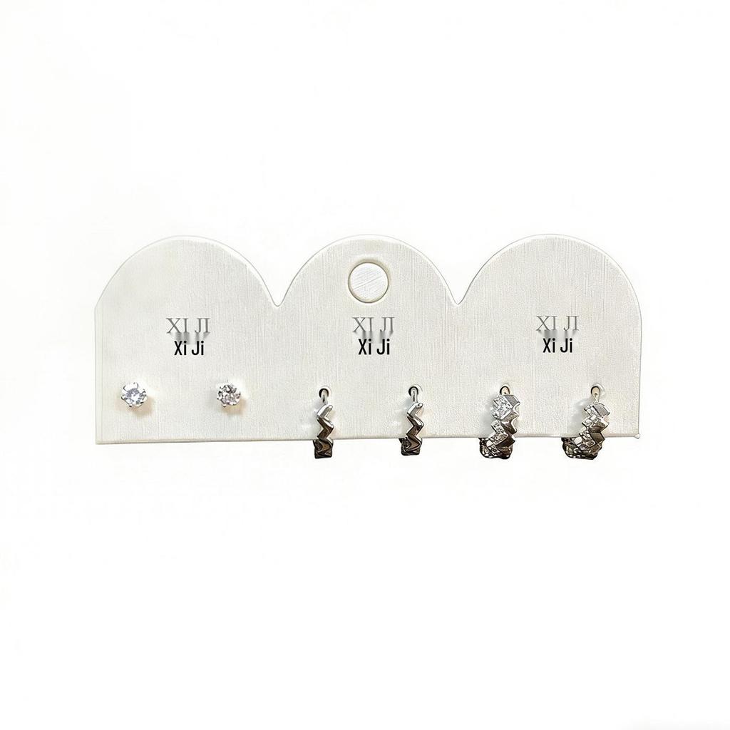 Stylish Zirconium Wave Ear Cuff Set: Exquisite Silver Needle Earrings for Girls