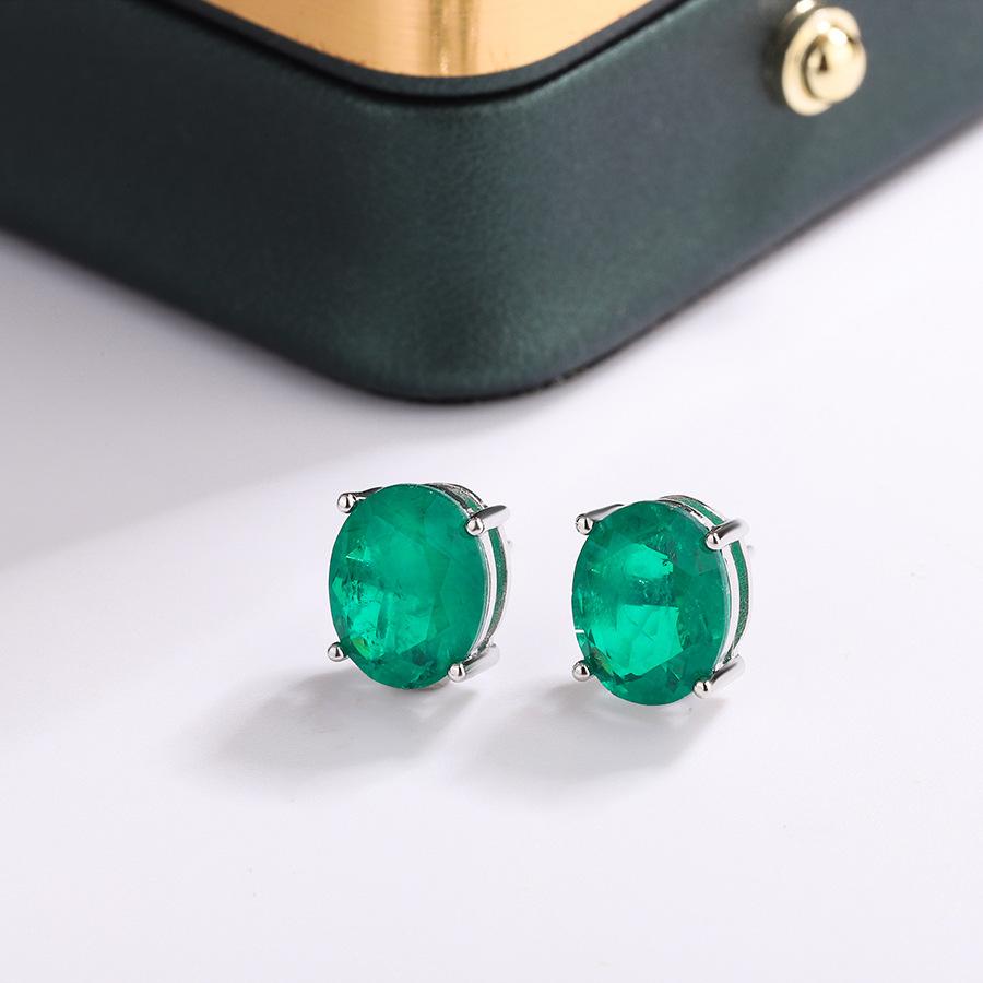

925 Sterling Silver 10mm Round Tourmaline Gemstone Stud Earrings for Women Fashion Party Anniversary Jewelry Gift