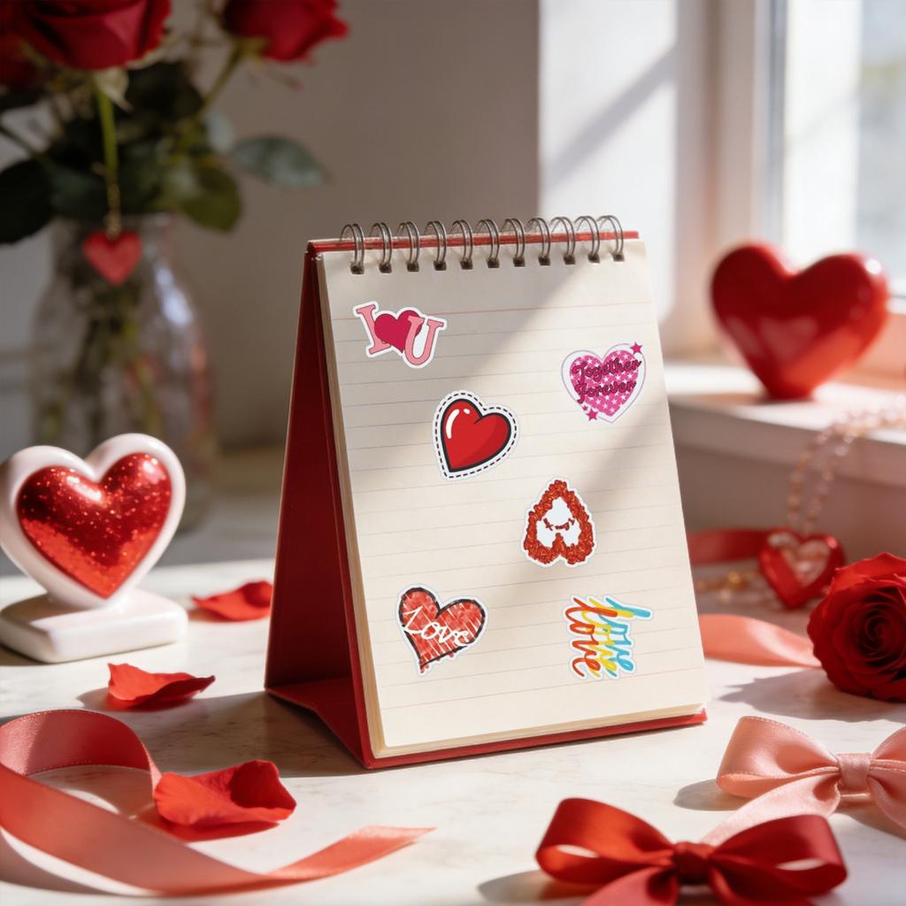 Heart Shaped Stickers, English Text Sticker Set, Perfect For Girlfriends Or Boyfriends. Vinyl Valentine's Day Stickers Suitable For Water Bottles,