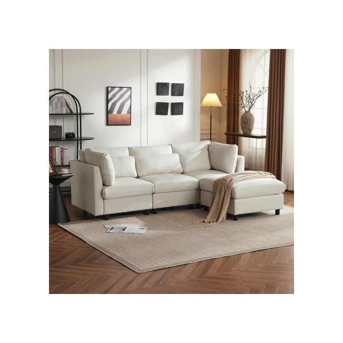 Design moderne, Meubles rembourrés, Canapé d'angle avec repose-pieds, Canapé d'angle en L