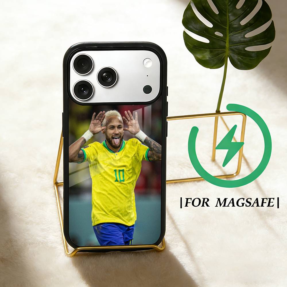 Custodia per Telefono Calcio N-NeymarS Jr 10 per iPhone 17,16,15,14,13,12,Plus,Pro,Max per Ricarica Wireless Magnetica Magsafe