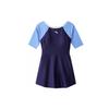 SS23 Little Waist Series Logo Print Round Neck Pullover Short Sleeve Swim Dress Women Swimwear Light-Blue 1823531420-2