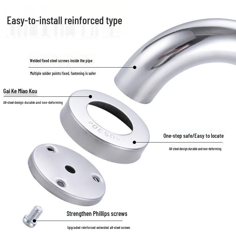 Stainless Steel Anti-Slip Bathroom Safety Grab Bar for Elderly and Disabled
