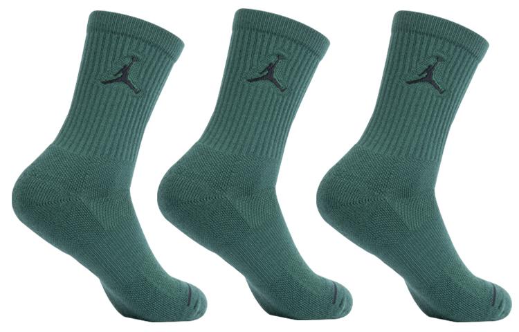 Jordan Everyday Max Crew Socks Unisex 3 Pack Gray Green SX5545-333
