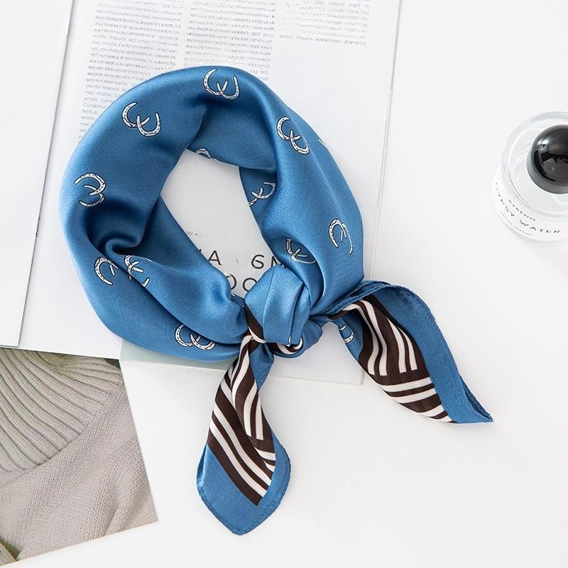 68cm Simple Letter Printed Scarf Women's Spring Summer New Imitation Silk Square Scarf Fashion Versatile Headscarf Scarfs Shawl