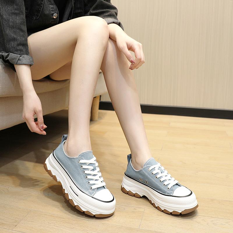 Women's Fashion Canvas Skateboard Shoes Girls Students Sports Running Sneakers Walking Hiking Travel Footwear