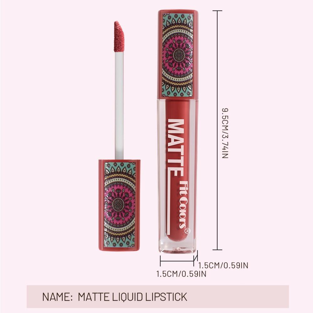 Fit Colors Stile Bohémien Rossetto Liquido Opaco Impermeabile Lunga Tenuta Non Si Attacca alle Tazze Lucidalabbra Vellutato Tinta Labbra Nude Rossa Kit Trucco per Donne