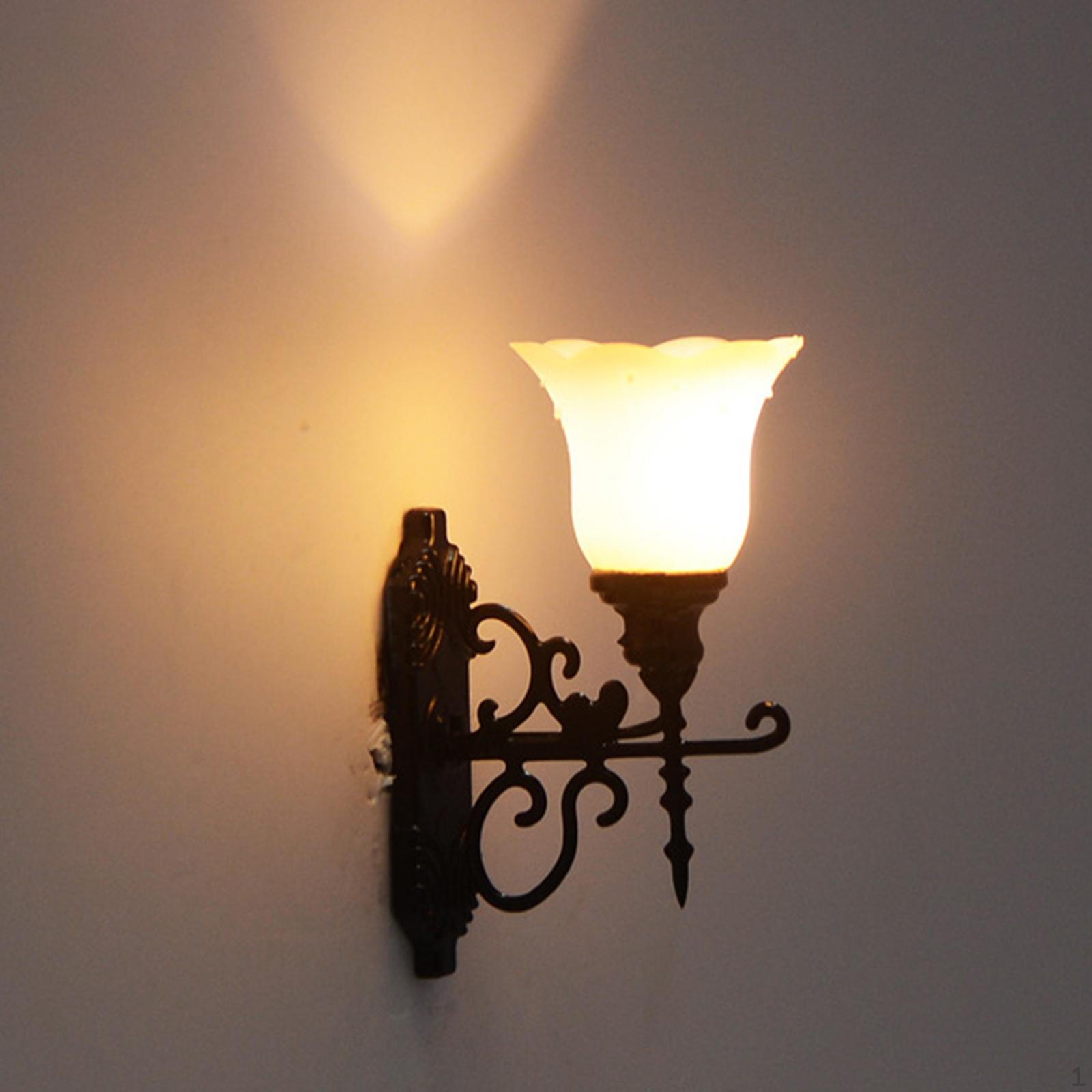 5 Pieces LED Dollhouse Miniature Wall Lamp Lighting Accessories Street Lights for Style D