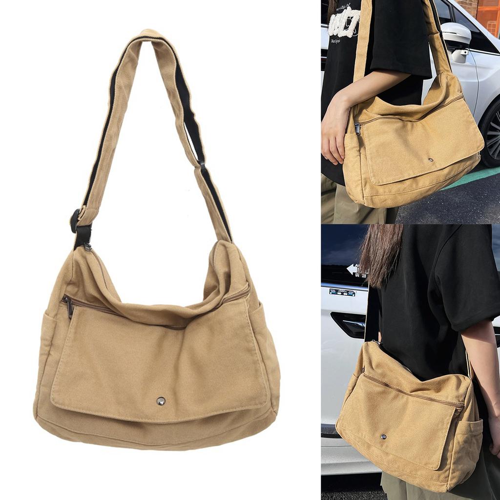 Chic Canvas Shoulder Bag for Women Girls Elegant Crossbody Messenger Bags for School Travel