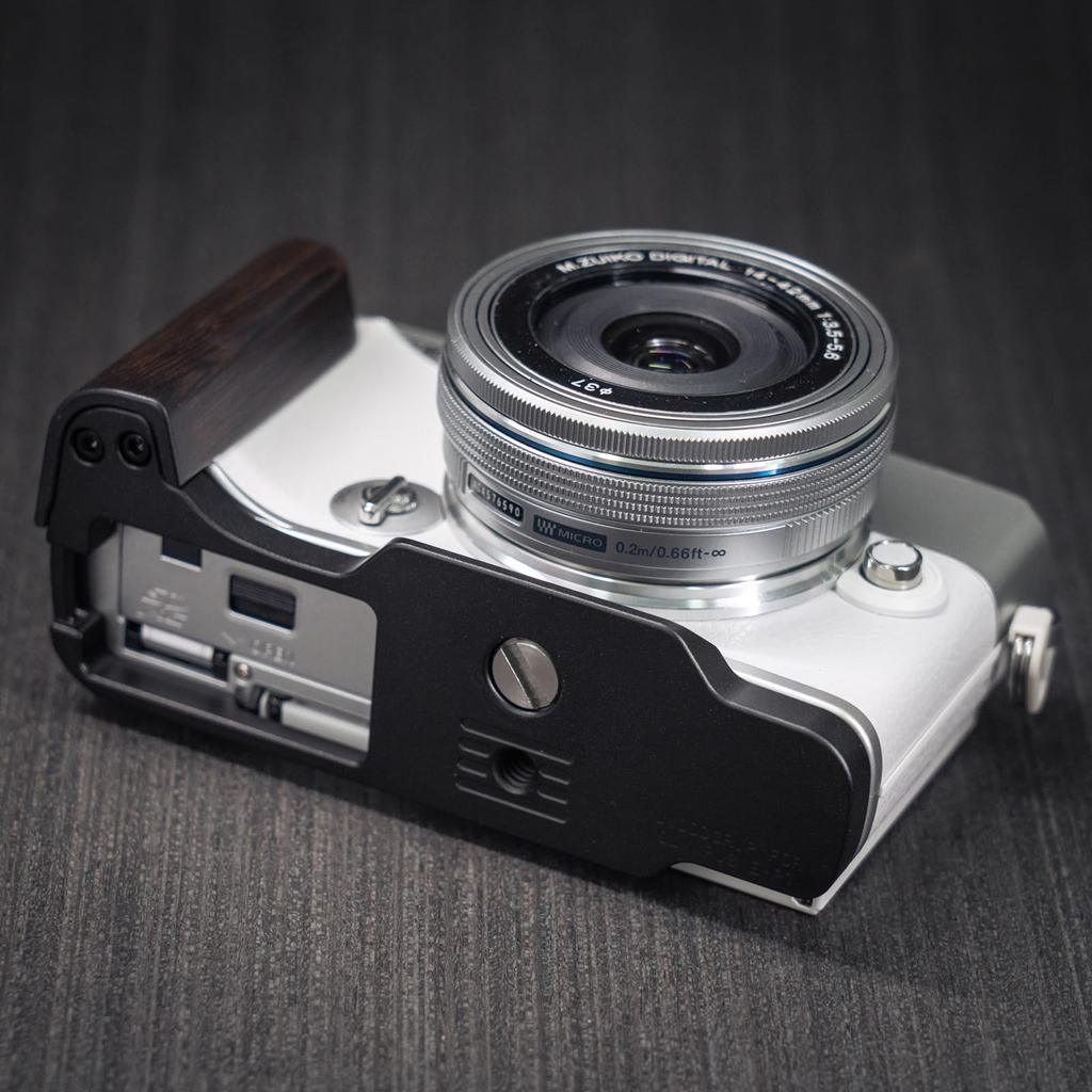 Iborrys Premium Solid Wood Camera Compatible with Olympus PEN with Dedicated Quick Release Plate and Premium Retro Natural Wood Handle Ebony Grip,