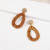 Rattan Wassertropfen Ohrringe für Frauen Holz Handgefertigt Hängeohrring Damen Modeschmuck Kolczyki