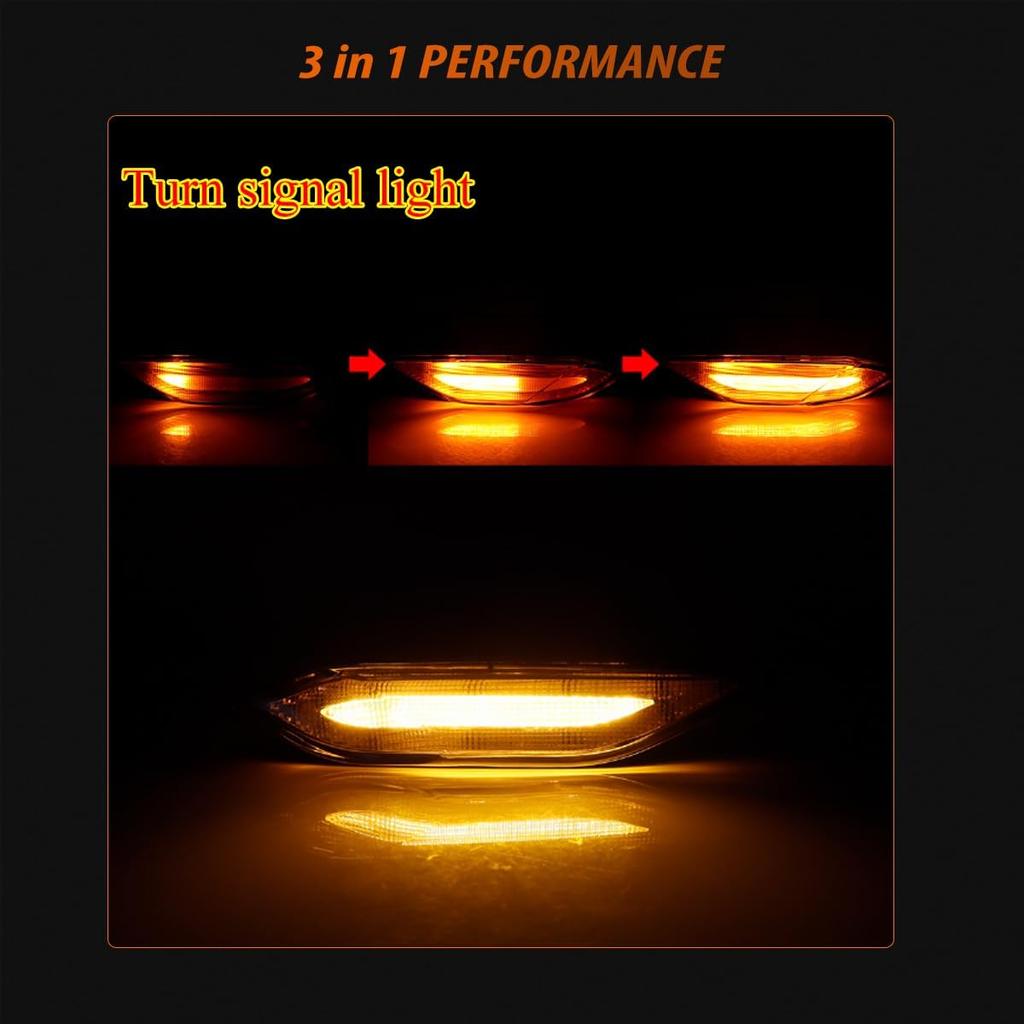 ADIIL For 2011-2014 Porsche Cayenne 958 Clear Lens Sequential LED Side Marker Signal Lights Front Fender Side Marker Lamps
