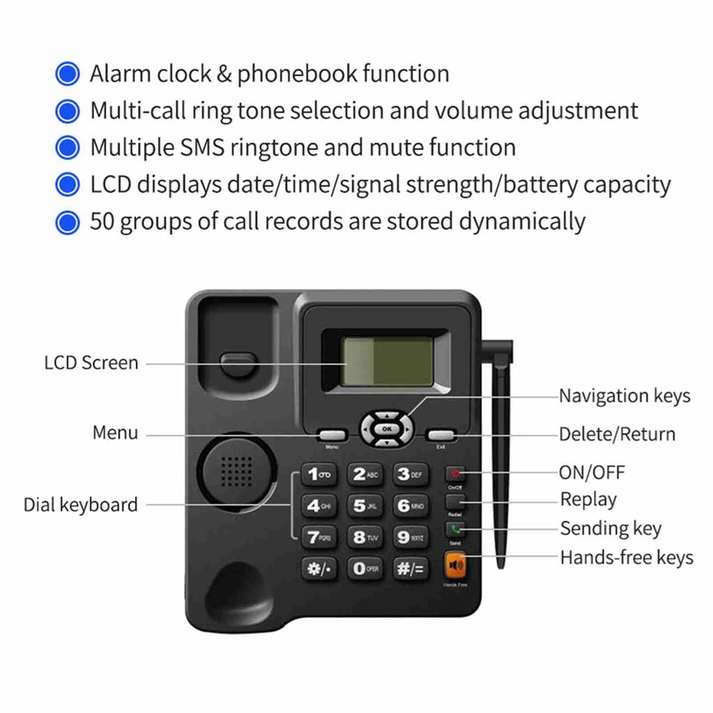 Cordless Phone Quadband GSM Phone 2G Network for Business Or Family Wireless Telephone Fixed Wireless Phone SIM-card telephone