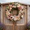 Simulation Peony Wreath Front Door Silk Flowers Indoor Outdoor Spring  Fall Artificial Floral Decor Peony Wreath