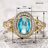Huitan Gold Color Ring for Women Fashion Party Daily Versatile Luxury Wedding Inlaid Shiny Blue CZ Elegant Accessories JewelryGood product