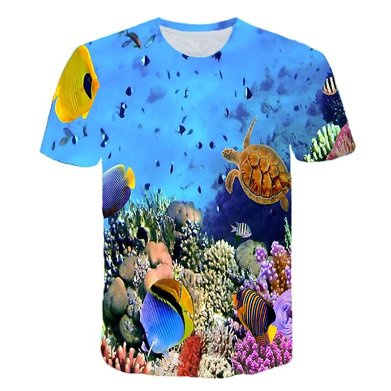 Children's Day Boys 3D Shark 3D Print Fish T Shirt Tee Short Sleeve Summer Active Cute Streetwear Kids Toddler 2-12 Years