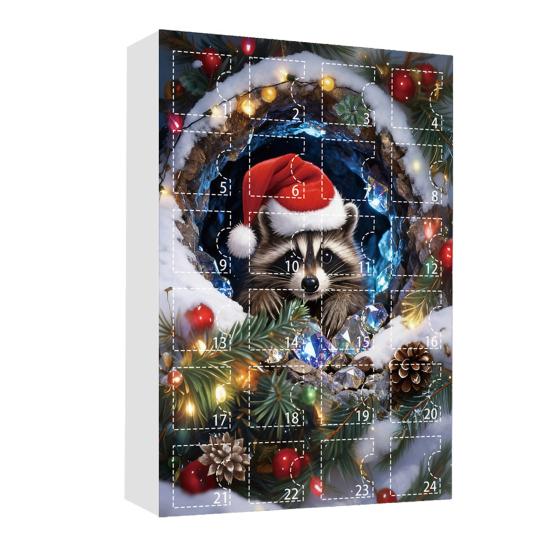 

Лесной животный Адвент-календарь 2025 24 дня Милый животный праздничный декор Обратный отсчет до Рождества с 2D акриловыми животными для рождественской елки домашнего декора D