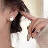Su Chuang S925 Sterling Silver Brushed Oval Arc Earrings - Minimalist Korean Design