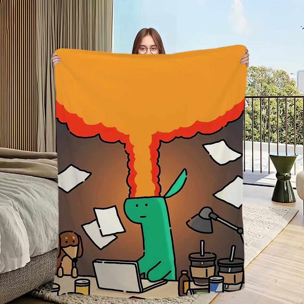 Funny cute Art Cartoon Dinosaur Home Flannel Warm Comfort Soft Plush Blanket For Sofa Living Room J-joguman Bedroom Travel Gift