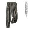 PU Leather Cargo Pants Winter New Arrival Foreign Trade Women's Clothing Fashion Elastic High Waist Multi-Pocket Drawstring Pants 27751