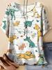 Vintage Summer Women's T-Shirt Dog Graphic Tee O Neck Short Sleeve Tees Female Streetwear Y2k Oversized T-Shirts Women's Tops