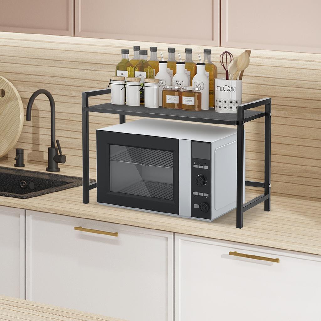 Expandable 53cm Microwave Shelf Organizer Moisture And Rust Proof Microwave Countertop Organizer Tableware Storage for Kitchen C