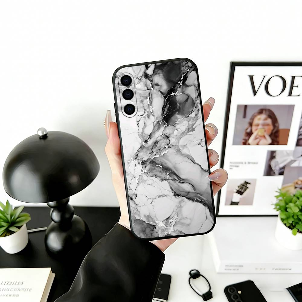 Stylish Marble Pattern Phone Case Black Silicone Soft For Samsung Galaxy A73,A72,A71,A70,A53,A52,A51