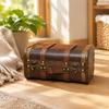 VintageStyle Handheld Storage Trunk AntiqueThemed Wood Frame with Faux Leather