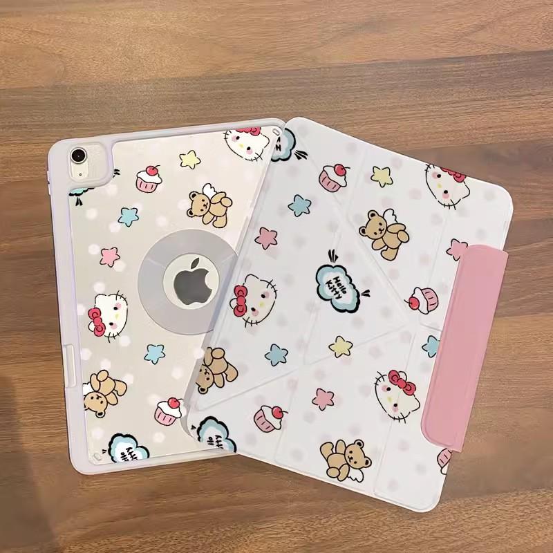 Magnetic Detachable Acrylic Case IPad Pro 11 Inch Mini 7 With 720 Rotating Stand Cartoon Design Full Cover