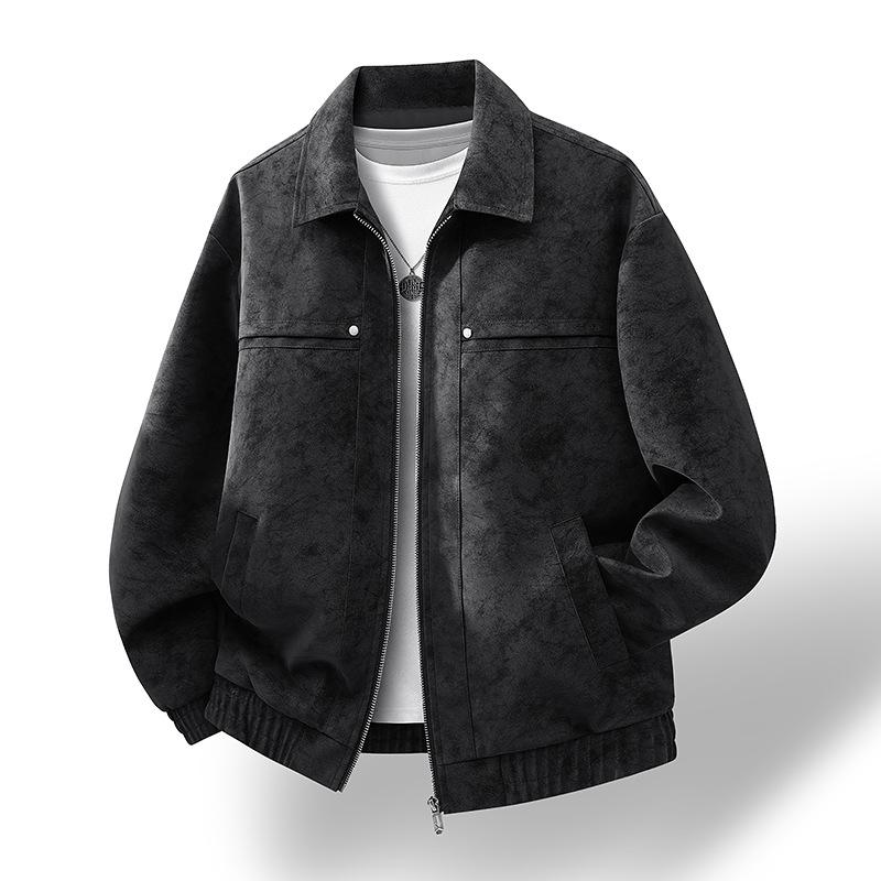 New leather jacket men's autumn and winter large size jacket leather jacket men's business lapel suede men's leather jacket