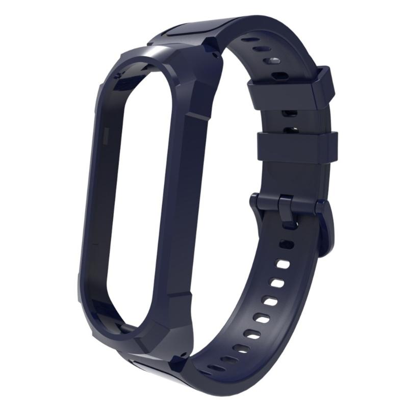 

Soft Band Suitable for Mi Band 8 Sport Watch Wriststrap+PC Case-Loop Bracelet Replace Waterproof Sweatproof Anti-scratch полуночно-синий