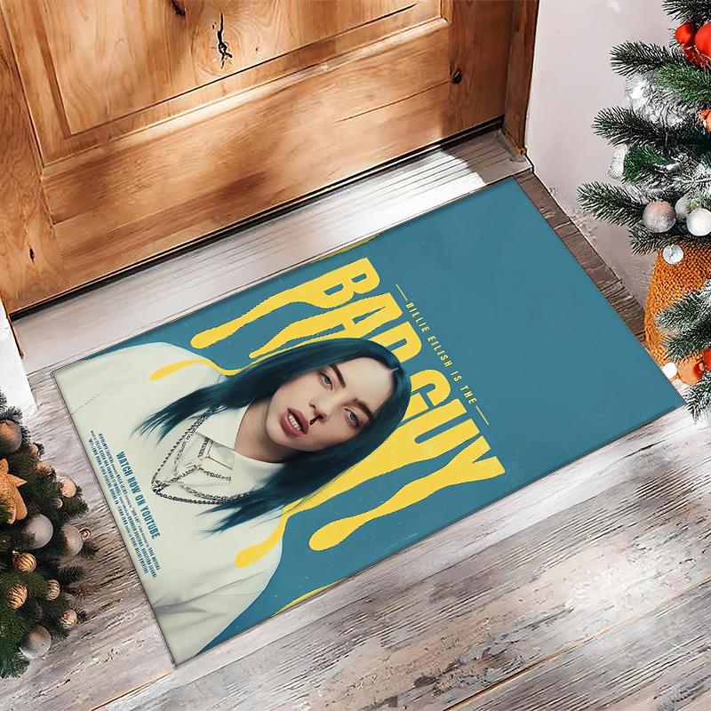 Blødt Krystalfløjl Gulvtæppe, Billie Eilish Anti-slip Dekorativt Tæppe, Plys Områdemåtte Til Indendørs Boligdekoration