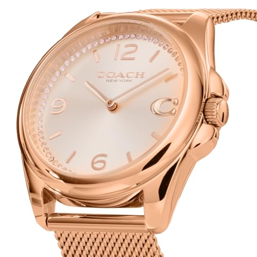 Coach GREYSON Watch, 36mm, Pink Gold Dial, Quartz Movement, Water Resistant, Mineral Glass, 14504143, Women's, Gold