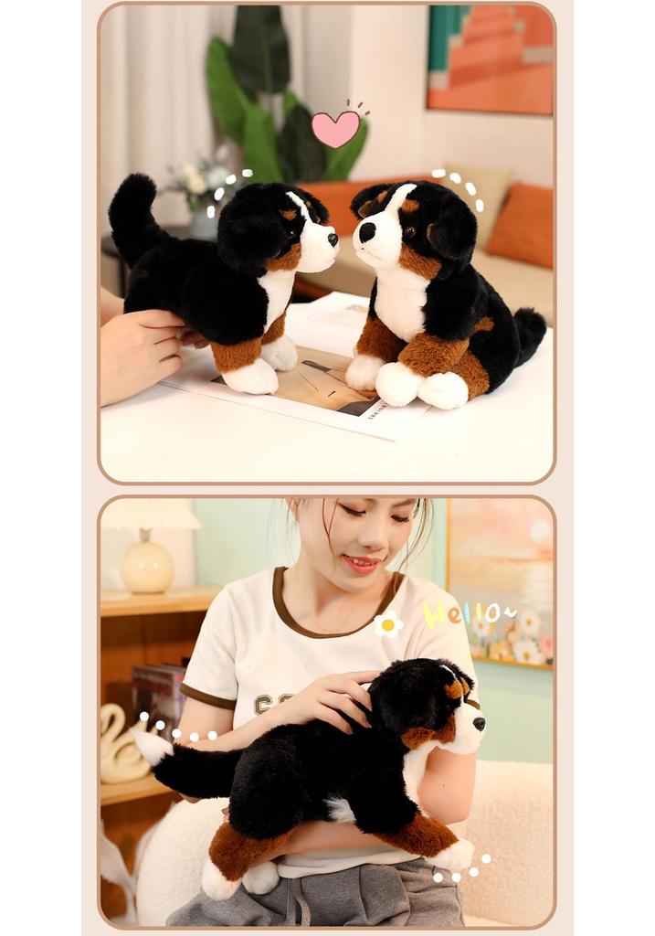 Adorable Bernese Mountain Dog Plush Toy – Realistic Sheepdog Cloth Doll Gift