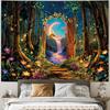 Heynvioo Blacklight Forest Tree Tapestry UV Reactive Moon Tapestry Trippy Galaxy Space Tapestries Fantasy Landscape Tapestries Aesthetic Plant Wall
