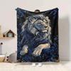 1pc Lion Floral Print Blanket - Lightweight Flannel Throw Blanket For Sofa, Bed, Living Room, Office, Outdoor Travel, Camping, Soft All-Season087