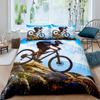 Bicycle Duvet Cover Set Motocross Racer Bedding Set King Size Mountain Bike Comforter Cover Extreme Speed Sports Bedspread Cover
