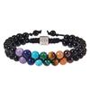 European & American Fashion Malachite Double-Layer Tree of Life Bracelet with Seven-Color Stones