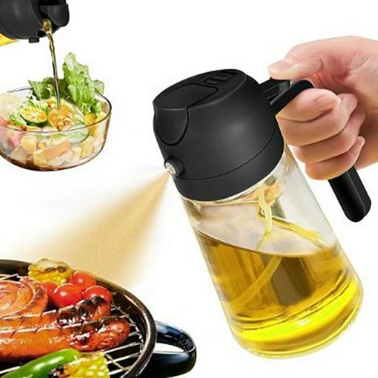 

Dual-Use 450ML Glass Oil Sprayer & Pour Bottle, Press-Type.
