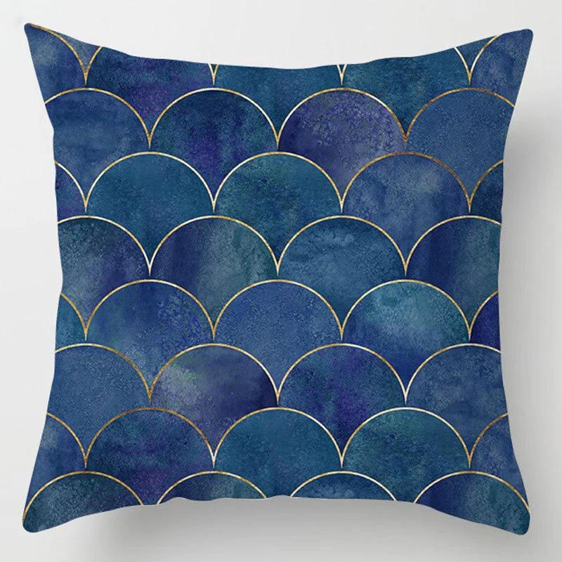 45x45cm Modern Geometric Cushion Cover Art Blue Marble Print Pillowcase Car Sofa Office Waist Throw  Home Decor