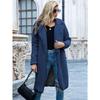 Ladies', Medium Length, Lapel, Woolen Jacket, Long Sleeved, Solid Color, Loose Fit, Casual Jacket