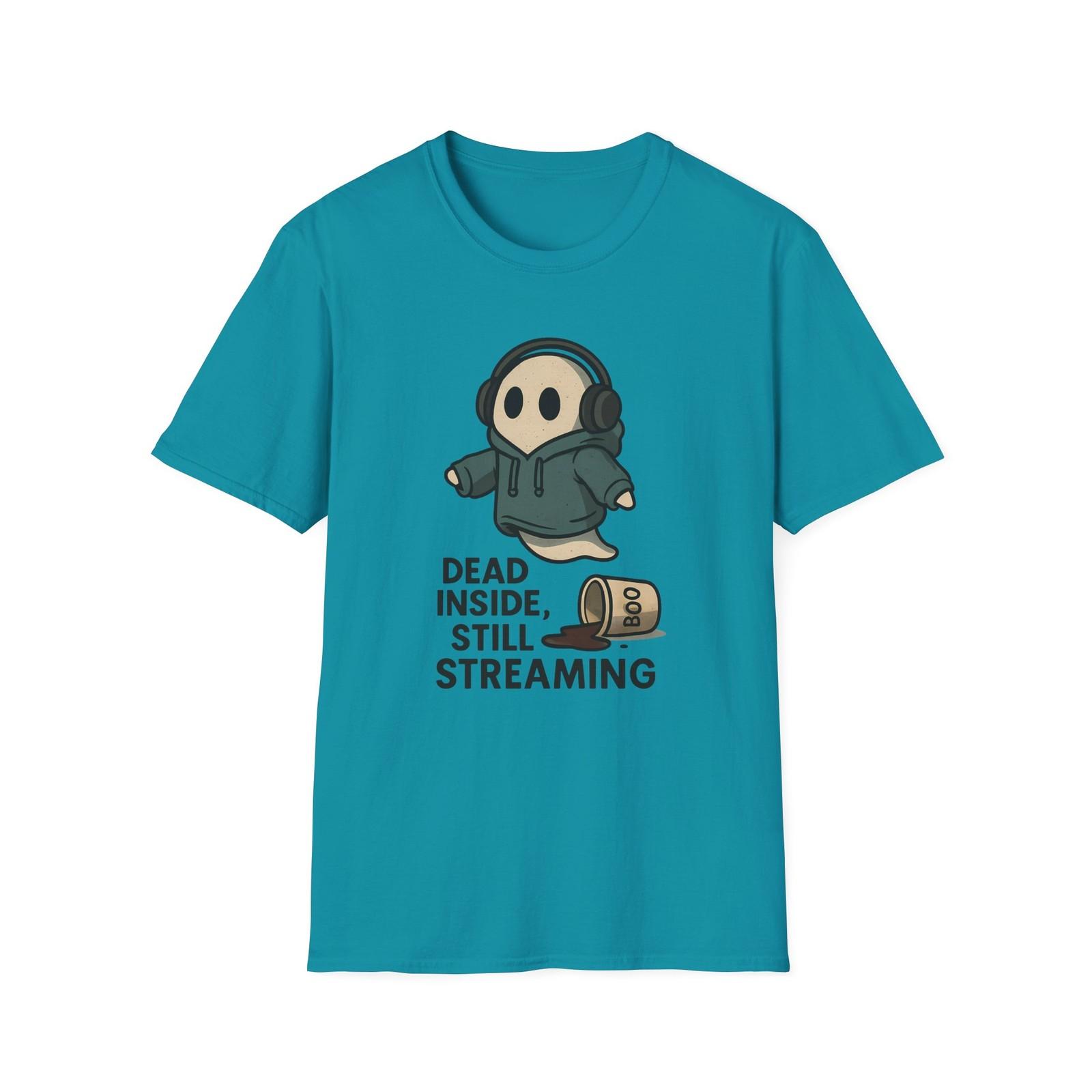 Unisex Softstyle T-Shirt Mens Womens Tees Top Dead Inside Still Streaming Funny Ghost  Halloween XL