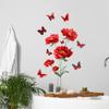 Creative Red Flower Butterfly Sticker Self-Adhesive Wall Decal for Living Room Bedroom Entrance Home Decoration