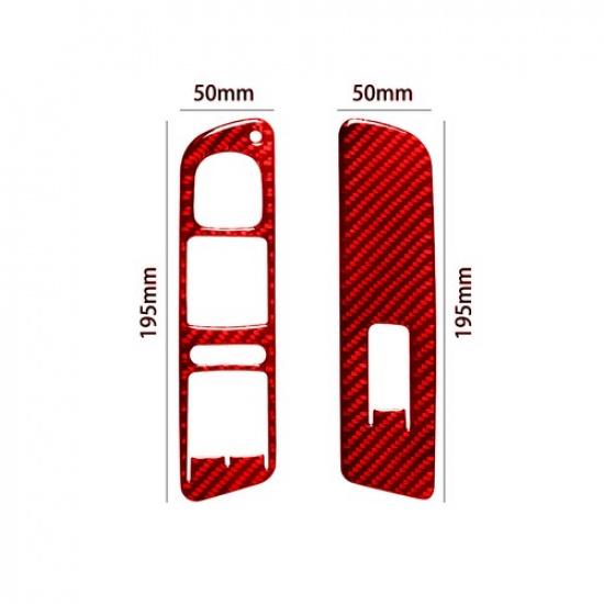 For Volkswagen Tiguan Red Carbon Fiber Interior Front Door Control Cover Trim